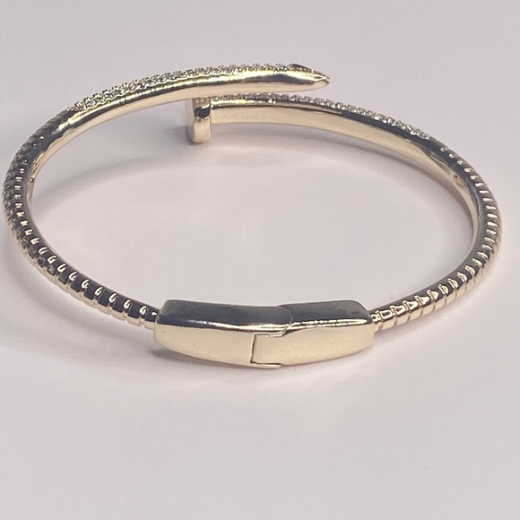 GOLD PAVE CRYSTAL NAIL BANGLE - Picture 4 of 5